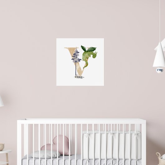 Kids Dragon Individuelle Name Monogram V Kinderzim Poster (Kinderzimmer 2)