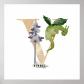 Kids Dragon Individuelle Name Monogram V Kinderzim Poster (Vorne)