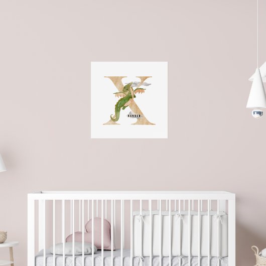 Kids Dragon Individuelle Name Monogram X Kinderzim Poster (Kinderzimmer 2)