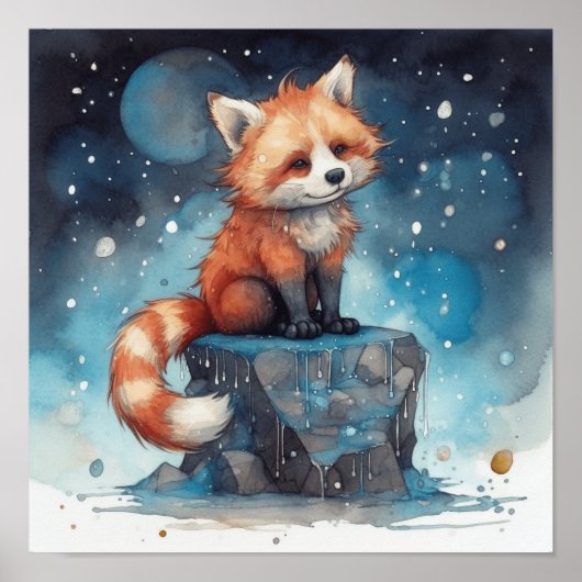 Kids Dreamy Red Panda Art Poster (Vorne)