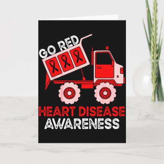 Kids Dump Truck Red Ribbon Heart Disease Awareness Karte (Vorderseite)