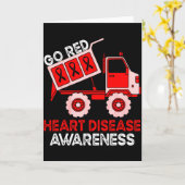 Kids Dump Truck Red Ribbon Heart Disease Awareness Karte (Gelbe Blume)
