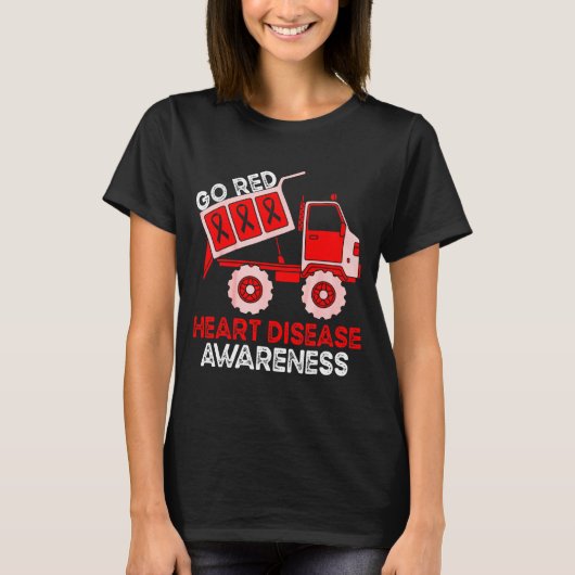 Kids Dump Truck Red Ribbon Heart Disease Awareness T-Shirt (Vorderseite)