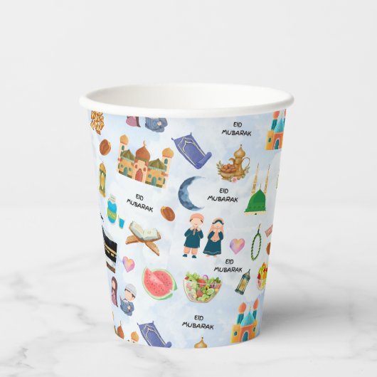 Kids Eid Mubarak Colourful Islamic Paper Cups Pappbecher (Vorderseite)