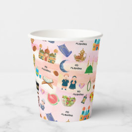 Kids Eid Mubarak Colourful Islamic Paper Cups Pappbecher