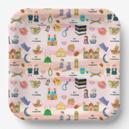 Kids Eid Mubarak Paper Plates – Colourful Islamic Pappteller