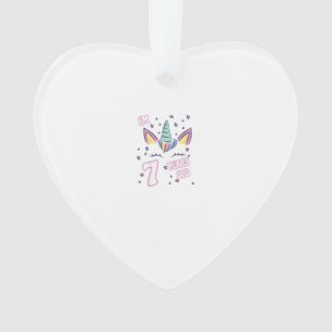 Kids Einhorn 7. Geburtstag ich bin 7 Jahre alt Mäd Ornament