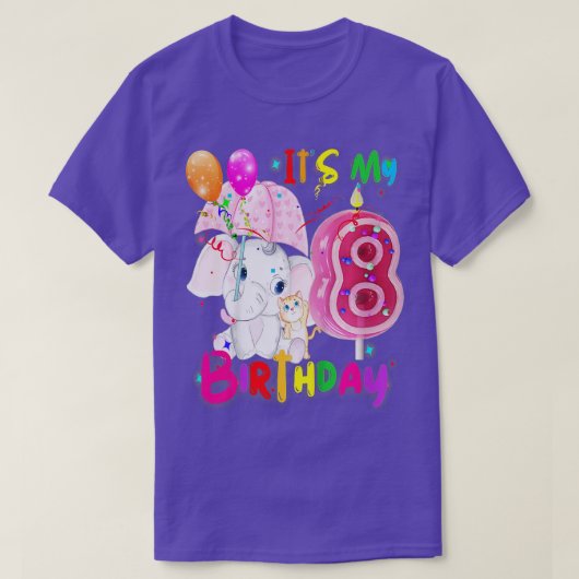Kids Elephant Birthday Its My 9th Birthday Girls E T-Shirt (Design vorne)