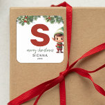 Kids Elf Initial S Christmas Quadratischer Aufkleber<br><div class="desc">Gib dieses Weihnachtsfest das Geschenk personalisierten Charmes! Unsere Monogramm-Aufkleber,  die neben dem Buchstaben S die Elf des Weihnachtsmannes darstellen,  sind eine einzigartige und durchdachte Möglichkeit,  Ihre Liebe zu zeigen. Passen Sie mit einem Namen,  Jahr und einem herzlichen Gruß an. Machen Sie Ihre Weihnachtsgeschenke auffällig!</div>