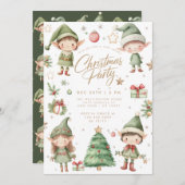 Kids Elf Weihnachts-Party Einladung (Vorne/Hinten)