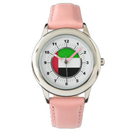 Kid's Emirates Flag Pink Leather Strap Watch Armbanduhr