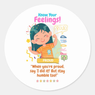 Kids Emotion mit Stolz Runder Aufkleber