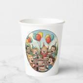 Kids Enjoying their Cakes, Sodas and Balloons Pappbecher (Rückseite)