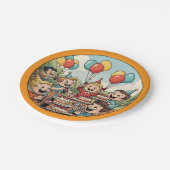 Kids Enjoying their Cakes, Sodas and Balloons Pappteller (Schrägansicht)