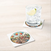 Kids Enjoying their Cakes, Sodas and Balloons Rechteckiger Pappuntersetzer (Vor Ort)