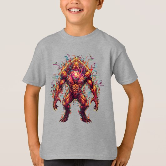 Kids Epic Fiery Monster Graffiti Apparel Piece T-Shirt (Vorderseite)