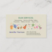 Kids Event Planner - Niedlicher Whimsical Cartoon Visitenkarte (Rückseite)