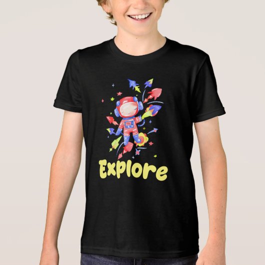 Kids Explore Space Tri-Blend Shirt (Vorderseite)