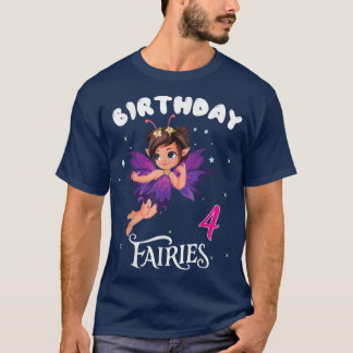 Kids Fairy Birthday Party 4 Jahre alt Fairy Birthd T-Shirt