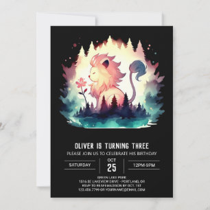 Kids Fantasy Lion Birthday Einladung
