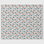 Kids farbenfroh Retro Car und LKW Muster Geschenkpapier (Flach)