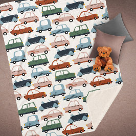 Kids farbenfroh Retro Car und LKW Muster Sherpadecke