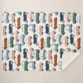 Kids farbenfroh Retro Car und LKW Muster Sherpadecke (Vorderseite (Horizontal))