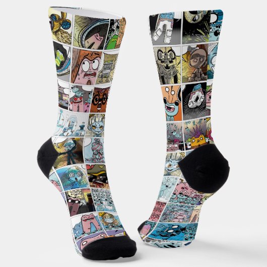 Kids farbenfrohe Coole Zeichen Gesichter Muster Na Socken (Gewinkelt)