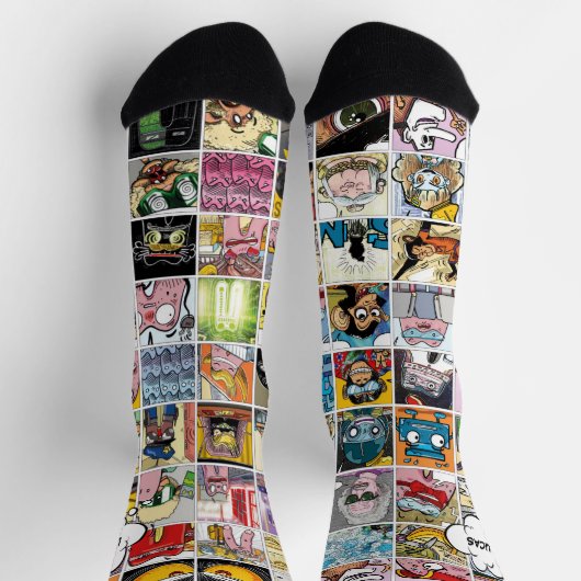 Kids farbenfrohe Crazy Character Faces Muster Name Socken (Oben)