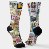 Kids farbenfrohe Crazy Character Faces Muster Name Socken (Gewinkelt)