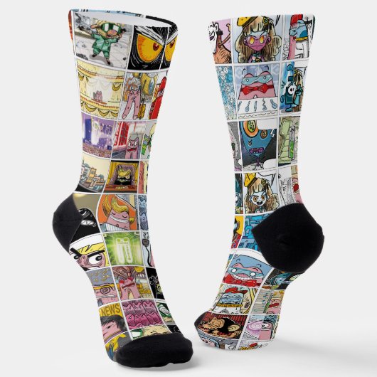 Kids farbenfrohe Crazy Character Faces Muster Name Socken (Gewinkelt)