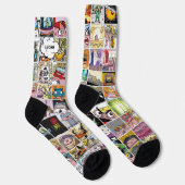 Kids farbenfrohe Crazy Character Faces Muster Name Socken (Rechts)