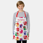 Kids farbenfrohe gestrichene Handdrucke Schürze (Getragen)