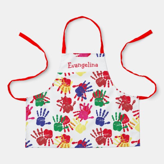 Kids farbenfrohe gestrichene Handdrucke Schürze (Vorderseite)