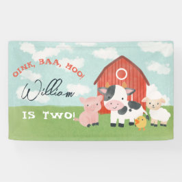 Kids Farm Animal Barnyard 2nd Birthday Banner