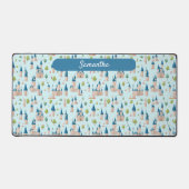 Kids Fee Burg blauer magischer Name Schreibtischunterlage (Vorderseite)