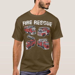 Kids FIRE RESCUE Motor Trucks Feuerwehrleute Firef T-Shirt
