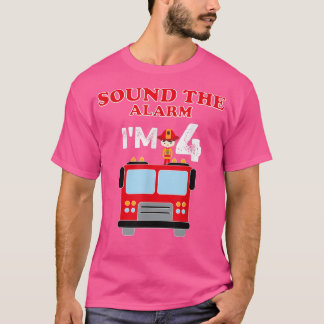 Kids Fire Truck 4 Year Old Firefighter 4th Birthda T-Shirt