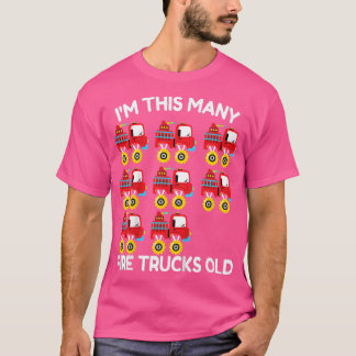 Kids Fire Truck Firefighter Monster Truck 8th Birt T-Shirt