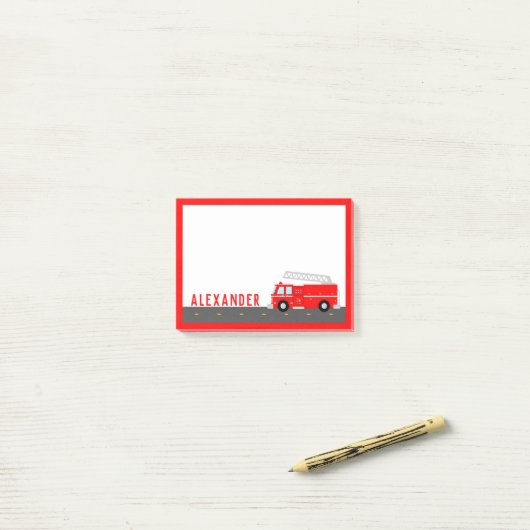 Kids Fire Truck Post-it Klebezettel (Auf Schreibtisch)