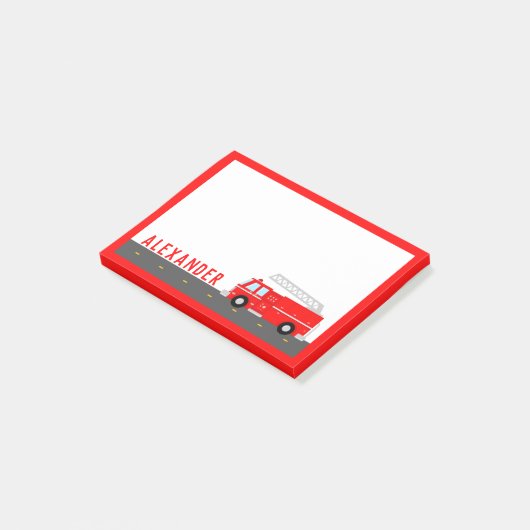 Kids Fire Truck Post-it Klebezettel (angewinkelt)