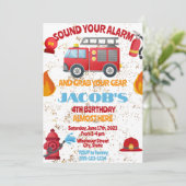 Kid's Firefighter Custom-Party Einladung (Stehend Vorderseite)