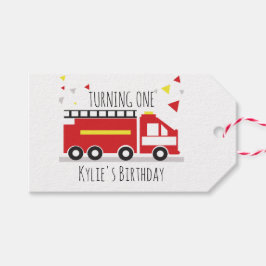 Kids Firetruck Fun Confetti Geburtsname Geschenkanhänger