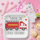 Kids Firetruck Fun Confetti Geburtsname Pappteller (Party)