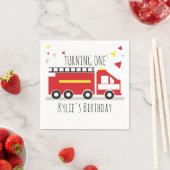 Kids Firetruck Fun Confetti Geburtsname Serviette (Beispiel)