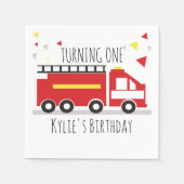 Kids Firetruck Fun Confetti Geburtsname Serviette (Vorderseite)