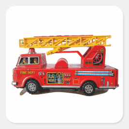 KIDS FIRETRUCK T - SHIRT QUADRATISCHER AUFKLEBER