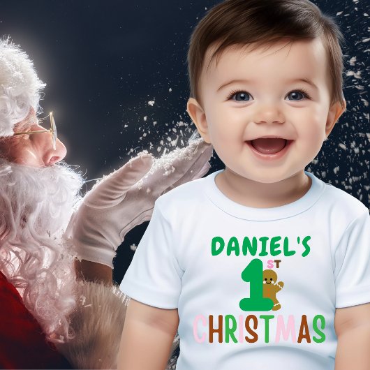 Kids First Christmas Gingerbread Name Funny Baby T-shirt
