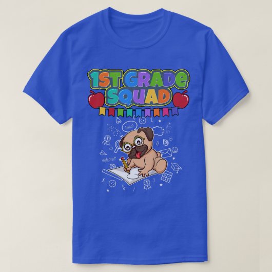 Kids First Grade Squad Funny Dog Mops Elementary S T-Shirt (Design vorne)