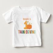 Kids First Thanksgiving Pumpkin Name Funny Baby T-shirt (Vorderseite)